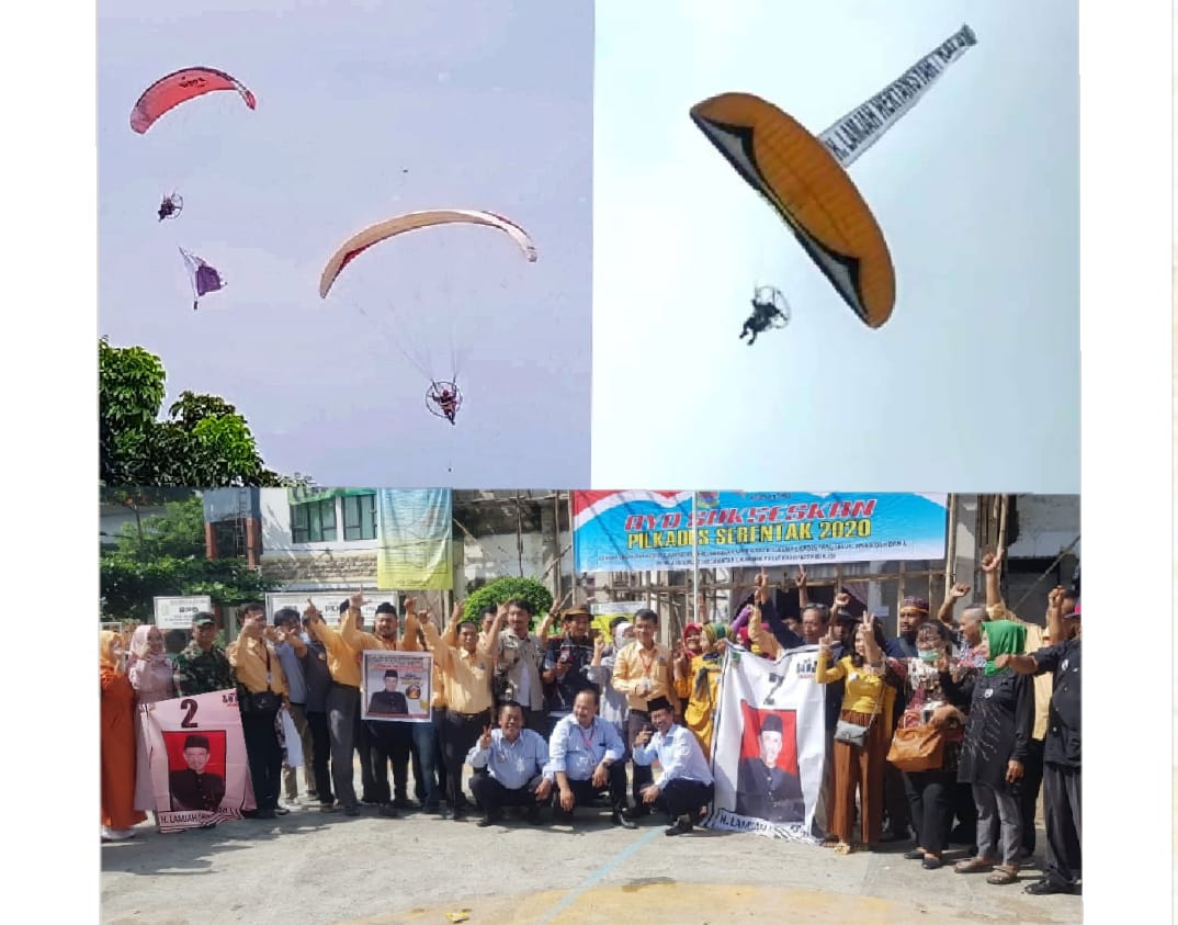 Tiga Aksi Paralayang Lambungkan Nama H. Lamjah (Kalam) Cakades Jayamukti Nomor Urut 2