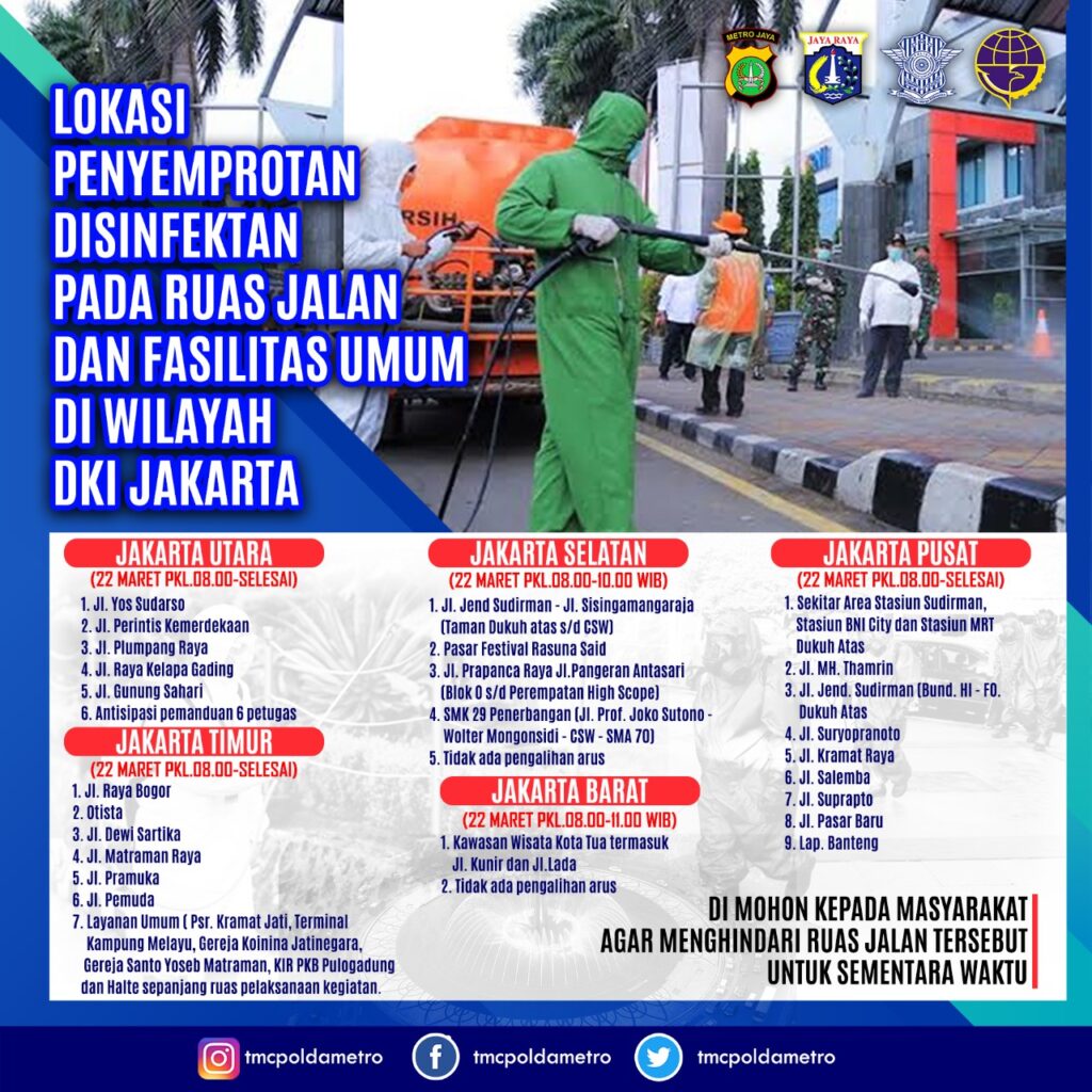 Polda Metro Jaya Dampingi Pemerintah Provinsi DKI Jakarta Lakukan Penyemprotan