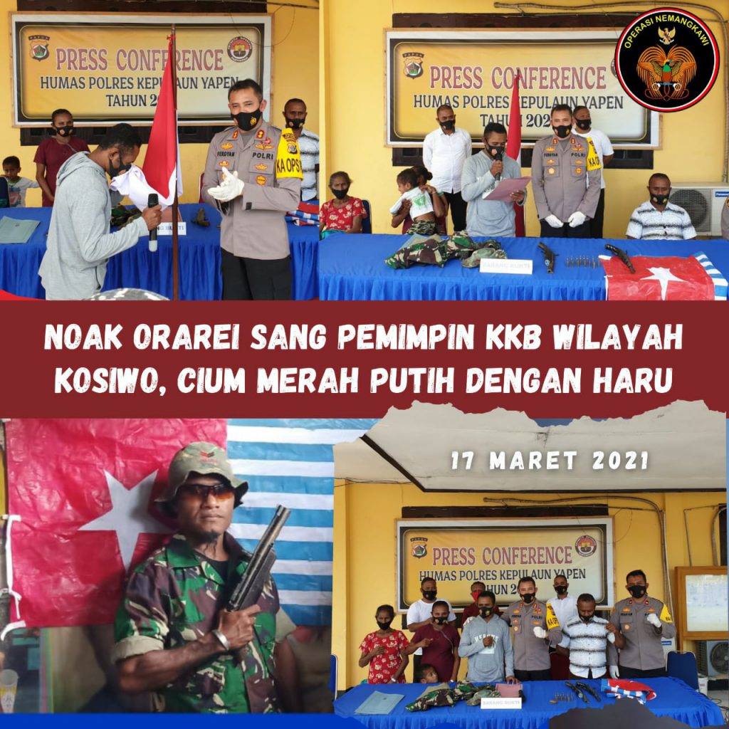 Naok Orarei Sang Komandan KKB Wilayah Yapen Kembali ke NKRI,Cium Merah Putih dengan Haru