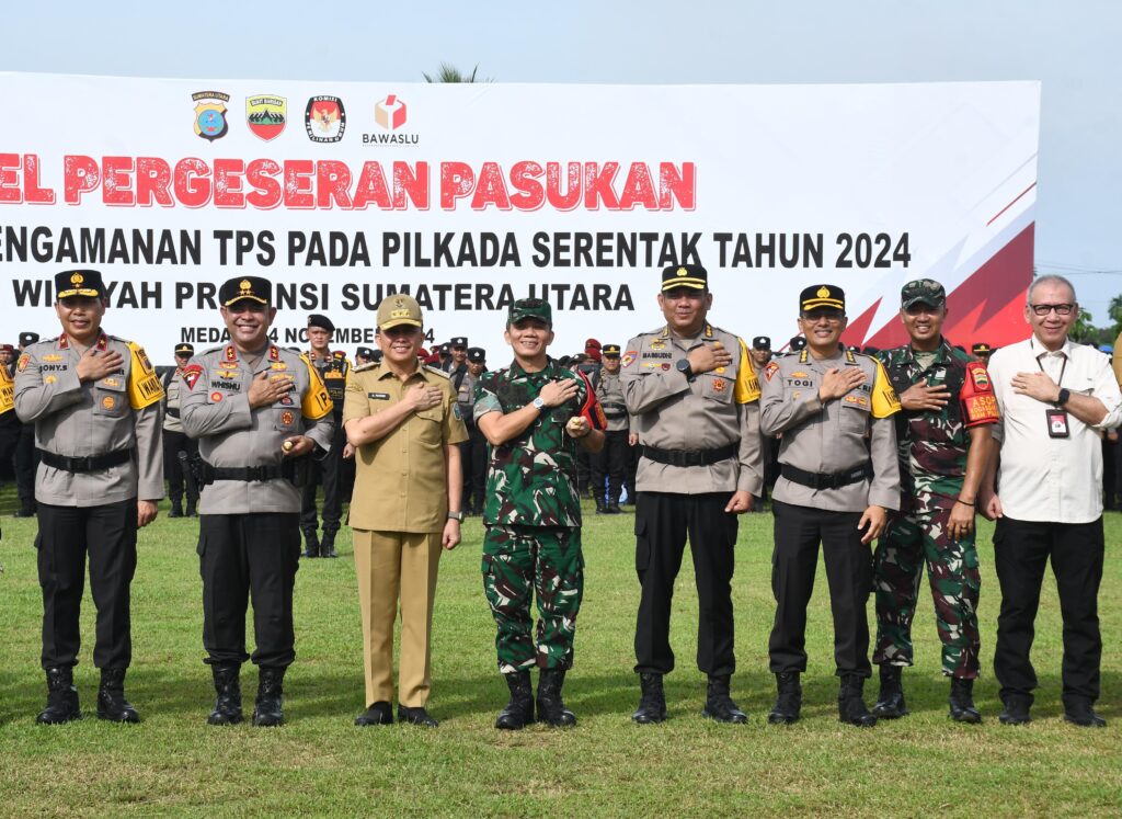 Pangdam I/BB Hadiri Apel Pergeseran Pasukan dalam Rangka PAM TPS Pilkada 2024 di Polda Sumud